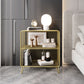 Metal Glam Accent Table Nightstand Open Storage Shelf Included Bed Nightstand with Legs