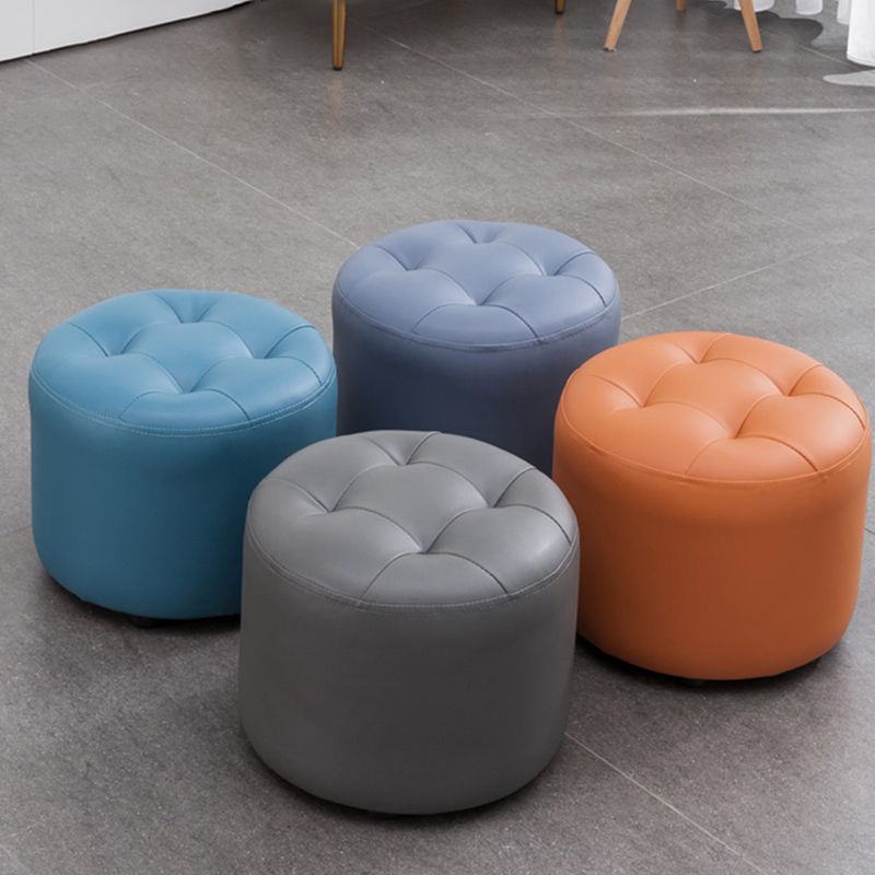 Mid-Century Modern Pouf Ottoman Genuine Leather Upholstered Tufted Round Ottoman Clearhalo 'furn' 'furn_ottomans_poufs' 'Furniture' 'Living Room Furniture' 'Ottomans & Poufs' 'ottomans_poufs' 1200x1200_5423dd66-6930-4d3a-9e78-8776b010ec5f