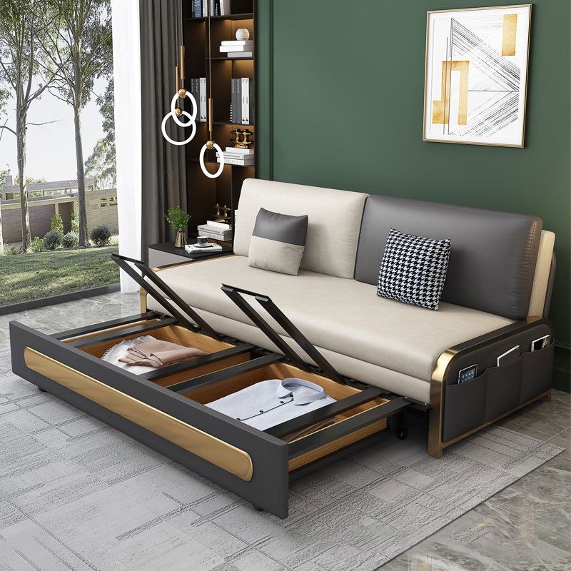 Contemporary 35.43" H Faux Leather Armless Sofa Bed For Living Room Clearhalo 'furn' 'furn_sofas' 'Furniture' 'Living Room Furniture' 'Sofa' 'sofas' 1200x1200_5424539c-2f17-4fa6-ab08-6af0097d3540