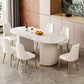 Modern Stone Dining Table White Double Pedestal Base Table for Dining Room Clearhalo 'Dining Tables & Seating' 'Dining Tables' 'dining_table' 'furn' 'furn_dining_table' 'Furniture' 'Kitchen & Dining Furniture' 1200x1200_5424d15d-e58f-4db2-aa31-d42672963f41