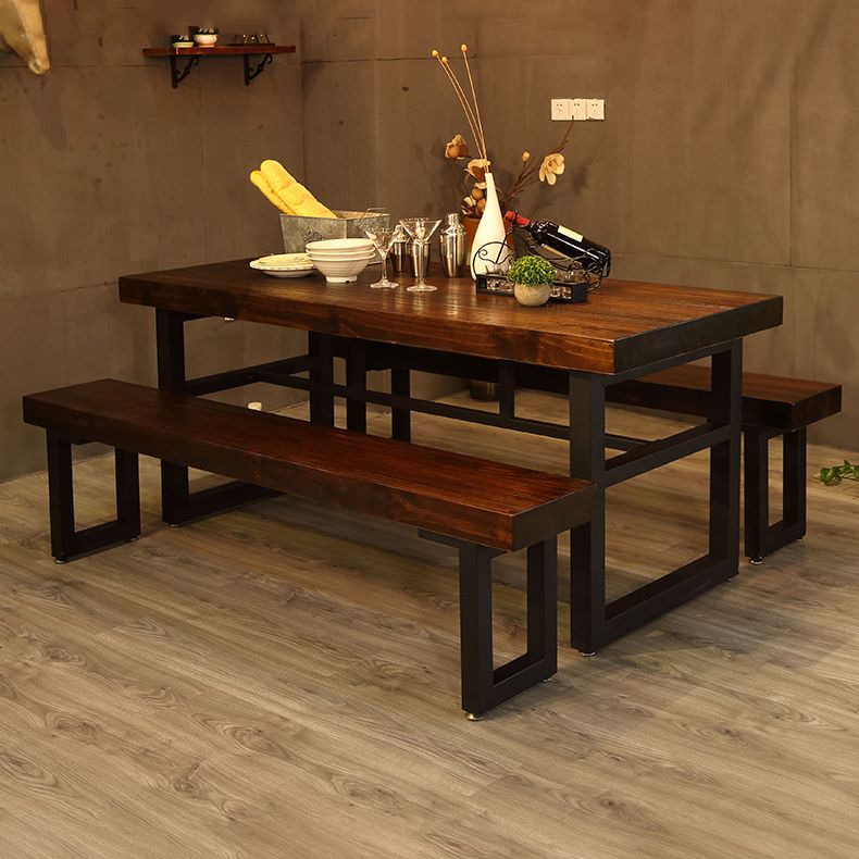 Industrial Style Solid Wood Dining Table Brown Rectangle Table with Trestle Base for Dinning Room Clearhalo ' dining_table' 'Dining Tables & Seating' 'Dining Tables' 'furn' 'furn_dining_table' 'Furniture' 'furniture_dining_table' 'Kitchen & Dining Furniture' 'kitchen&dining_furn' 'kitchen' 'kitchen_dining_table' 1200x1200_5424ede6-b04f-4930-a529-118859d3a963