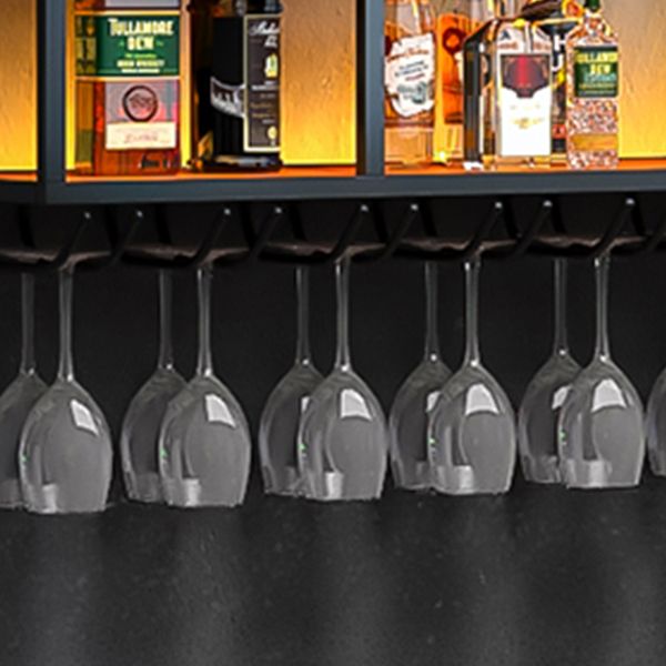 Wand gemonteerd wijnrek moderne metalen wijnfles en glazen rek voor bar