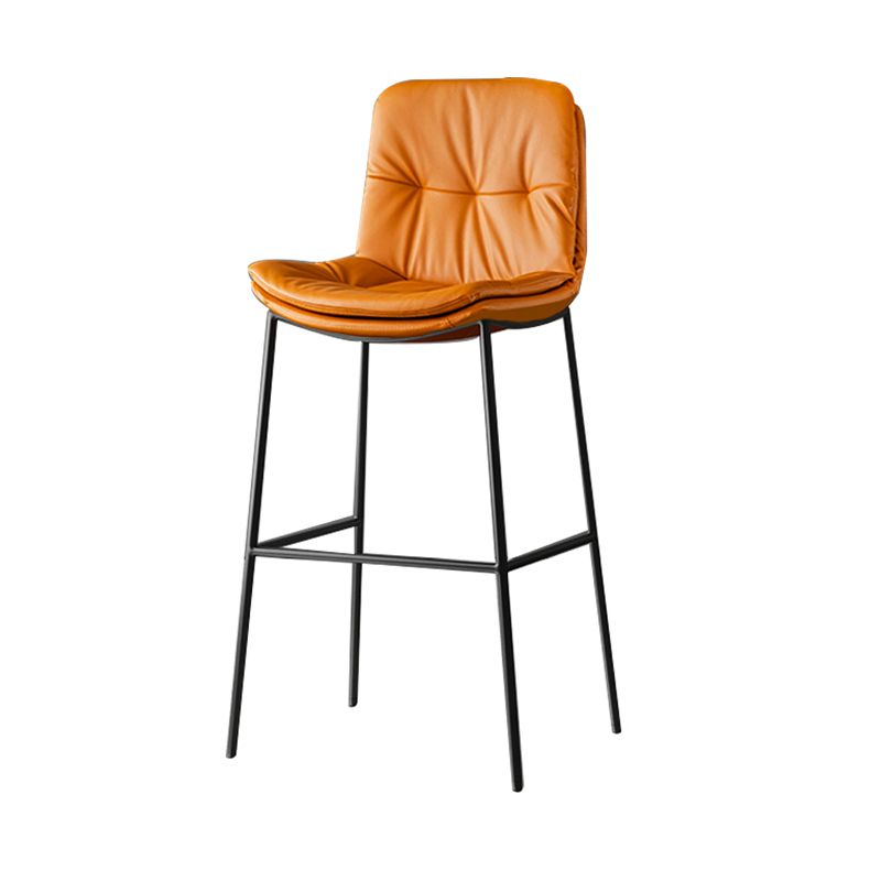 Contemporary Metal Leather Bar Stools Indoor Barstool with Cushion and Low Back Clearhalo 'Bar Furniture' 'Bar Stools' 'bar_stools' 'furn' 'furn_bar_stools' 'furniture_bar_stools' 'Kitchen & Dining Furniture' 'kitchen&dining_furn' 'kitchen' 'kitchen_furn' Furniture' 1200x1200_5427f85f-97ce-4061-889c-1741b051fc5a