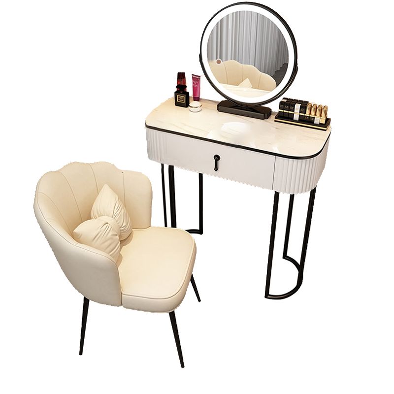 Modern Bedroom Vanity Dressing Table Mirror Wood Makeup Vanity Desk with Drawer