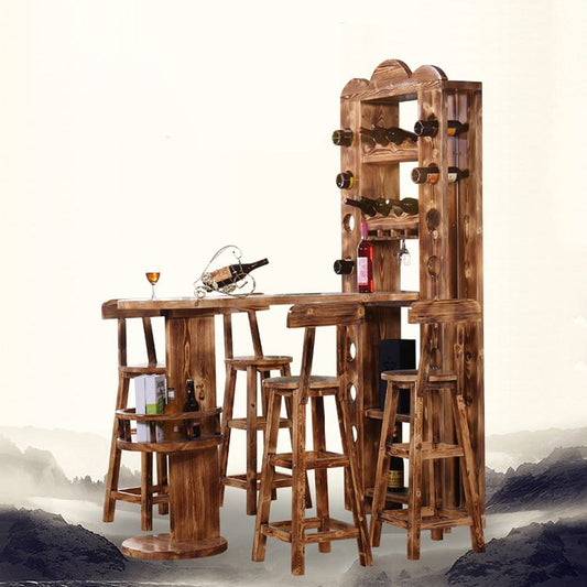 Mesa de comedor de barra de madera tradicional mesa de barra de forma de elipse para cocina