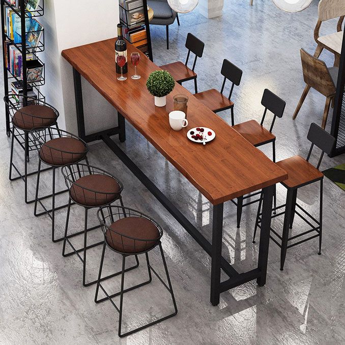 Contemporary Style Rectangle Bar Table Solid Wood Brown Bar Desk Clearhalo 'Bar Furniture' 'Bar Tables' 'bar_tables' 'furn' 'furn_bar_tables' 'Furniture' 'Kitchen & Dining Furniture' 1200x1200_542c5ac2-c873-440c-99c0-eb530ecd8b93