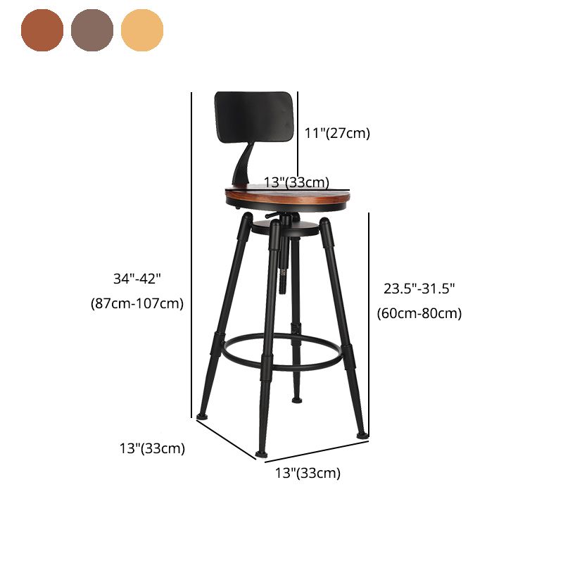Modern Style Bar-stool Round Seat with Footrest Iron Legs for Kitchen Bar Clearhalo 'Bar Furniture' 'Bar Stools' 'bar_stools' 'furn' 'furn_bar_stools' 'furniture_bar_stools' 'Kitchen & Dining Furniture' 'kitchen&dining_furn' 'kitchen' 'kitchen_furn' Furniture' 1200x1200_542d1e28-29ac-47ba-985f-6c80ba503b24