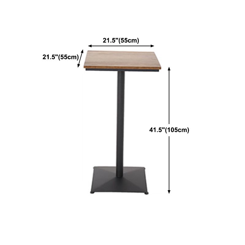Industrial Black Metal Bar Table Wood 21.6"W Top Indoor Pedestal Bistro Table Clearhalo 'Bar Furniture' 'Bar Tables' 'bar_tables' 'Furniture' 'furniture_bar_tables' 'Kitchen & Dining Furniture' 'kitchen&dining_furn' 'kitchen' 1200x1200_542f6120-4eef-4c66-a40d-948dba801816