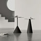 Mesa de centro con pedestal en blanco y negro, mesa de cóctel minimalista de metal