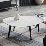 Contemporary White/Grey Free Shape Coffee Table with Metal Base Clearhalo 'Coffee & Accent Tables' 'Coffee Tables' 'coffee_tables' 'furn' 'furn_coffee_tables' 'Furniture' 'furniture_coffee_tables' 'Living Room Furniture' 1200x1200_5430c3d2-11f2-4150-a048-d6a73ca04e81