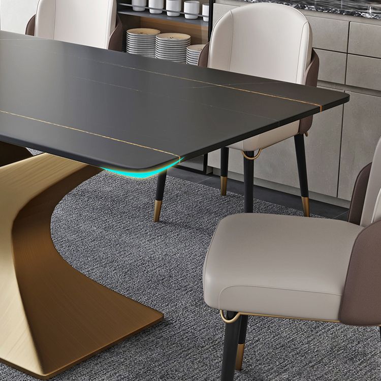 Minimalist Dining Room Set with Sintered Stone Top and Gold Base Formal Table Set Clearhalo 'Dining Room Sets' 'Dining Tables & Seating' 'dining_room_set' 'furn' 'furn_dining_room_set' 'Furniture' 'furniture_dining_room_set' 'Kitchen & Dining Furniture' 'kitchen&dining_furn' 'kitchen' 1200x1200_54311692-b2d7-4576-b626-6bcdcc77d64e