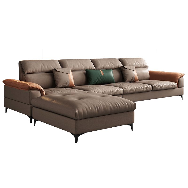 Modern 35.43 " H Faux Leather Pillow Top Arm Sofa for Living Room Clearhalo 'furn' 'furn_sectionals' 'Furniture' 'Living Room Furniture' 'Sectionals' 1200x1200_54362542-55a3-47da-99b2-ec6066592dc6