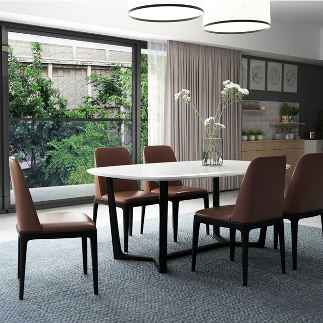 Industrial Rubberwood Parsons Dining Chair Matte Finish Leather Side Chair (Set of 2) Clearhalo ' kitchen&dining_furn' 'Dining Chairs' 'Dining Tables & Seating' 'dining_chair' 'Furniture' 'furniture_dining_chair' 'Kitchen & Dining Furniture' 'kitchen' 1200x1200_54365e2f-ffdd-4291-b24c-a52942a74d35