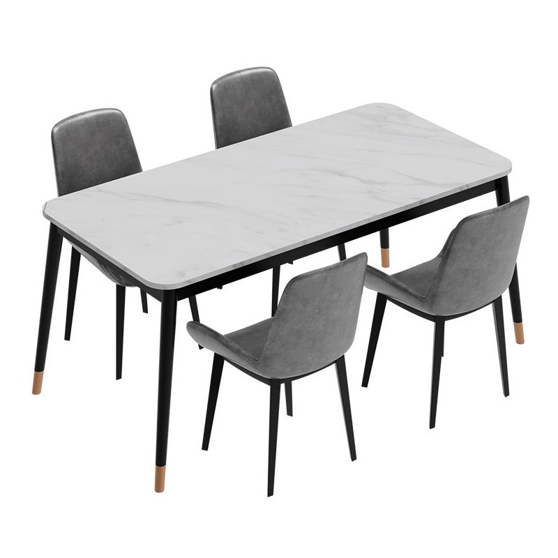 Medieval Modern Stone Dining Table with 4 Legs Pedestal Table for Dining Room