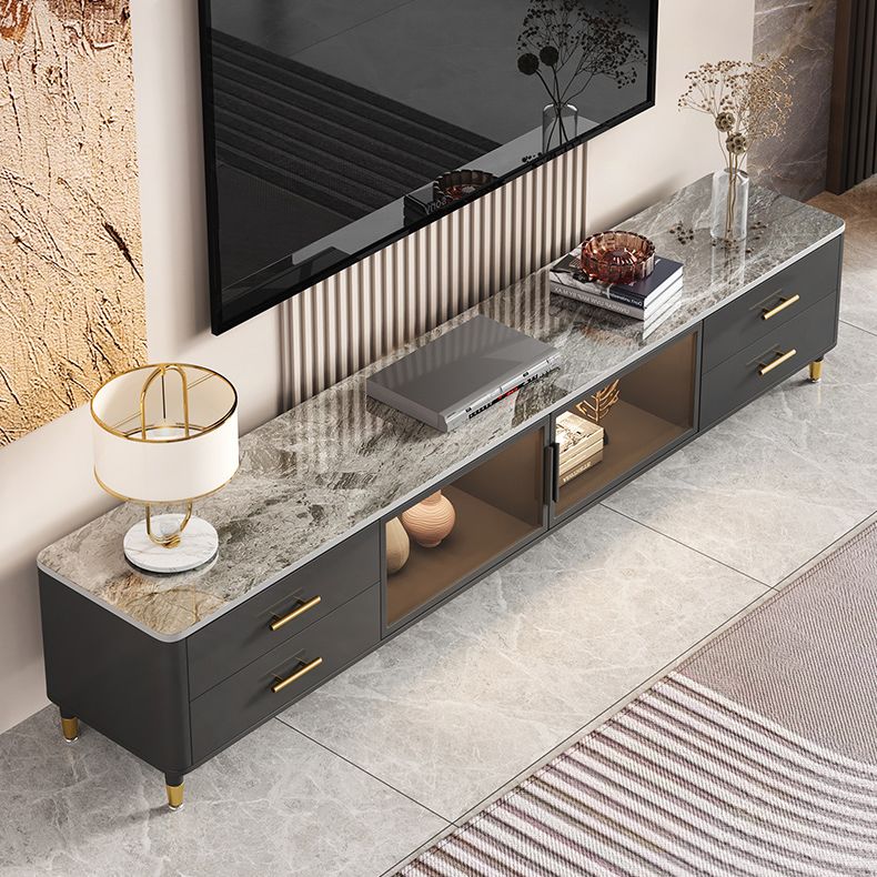 Stone Top Media Console Contemporary TV Media Stand with Metal Legs Clearhalo 'furn' 'furn_tv_stands_entertainment_centers' 'Furniture' 'Living Room Furniture' 'TV Stands & Entertainment Centers' 'TV Stands & Media Storage Furniture' 'tv_stands_entertainment_centers' 1200x1200_5437d792-5a1a-4952-b0c3-26488e7b0d9f