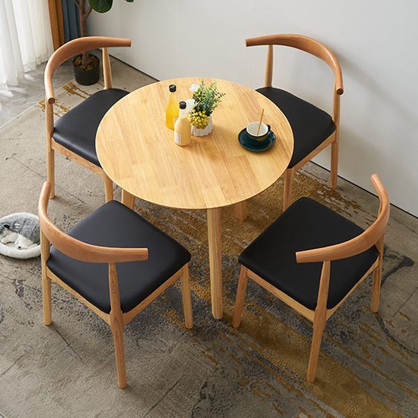 Round 3 Legs Casual Dining Table Wood Color Fixed Table of Rubberwood Solid Wood Clearhalo ' dining_table' 'Dining Tables & Seating' 'Dining Tables' 'furn' 'furn_dining_table' 'Furniture' 'furniture_dining_table' 'Kitchen & Dining Furniture' 'kitchen&dining_furn' 'kitchen' 'kitchen_dining_table' 1200x1200_54389e06-9014-436b-9ec6-4f4c91855b4c