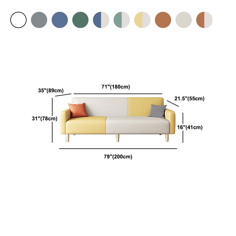 Contemporary Square Arm Sofa Couch Faux Leather/Linen Settee Couch Clearhalo 'furn' 'furn_sofas' 'Furniture' 'Living Room Furniture' 'Sofa' 'sofas' 1200x1200_543b3021-72c5-46a0-a342-ace95d97ee90