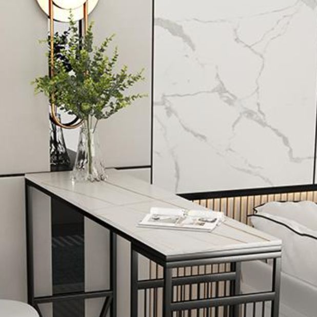 Glam soggiorno altezza della barra di altezza in pietra e tavolo da pub altezza della barra metallica