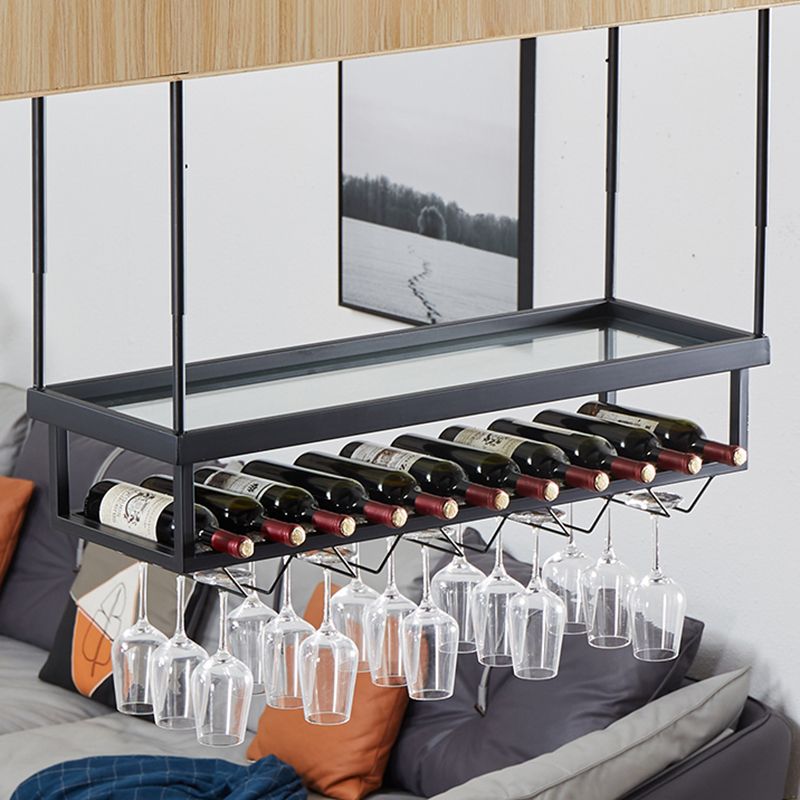 Metal Industrial Wine Holder Rack Hanging with Glass Holder and Storage Shelf Clearhalo 'furn' 'furn_wine_racks' 'Furniture' 'Kitchen & Dining Furniture' 'Wine Racks' 'wine_racks' 1200x1200_543b886b-472b-4c9e-930a-c1b145d78acd
