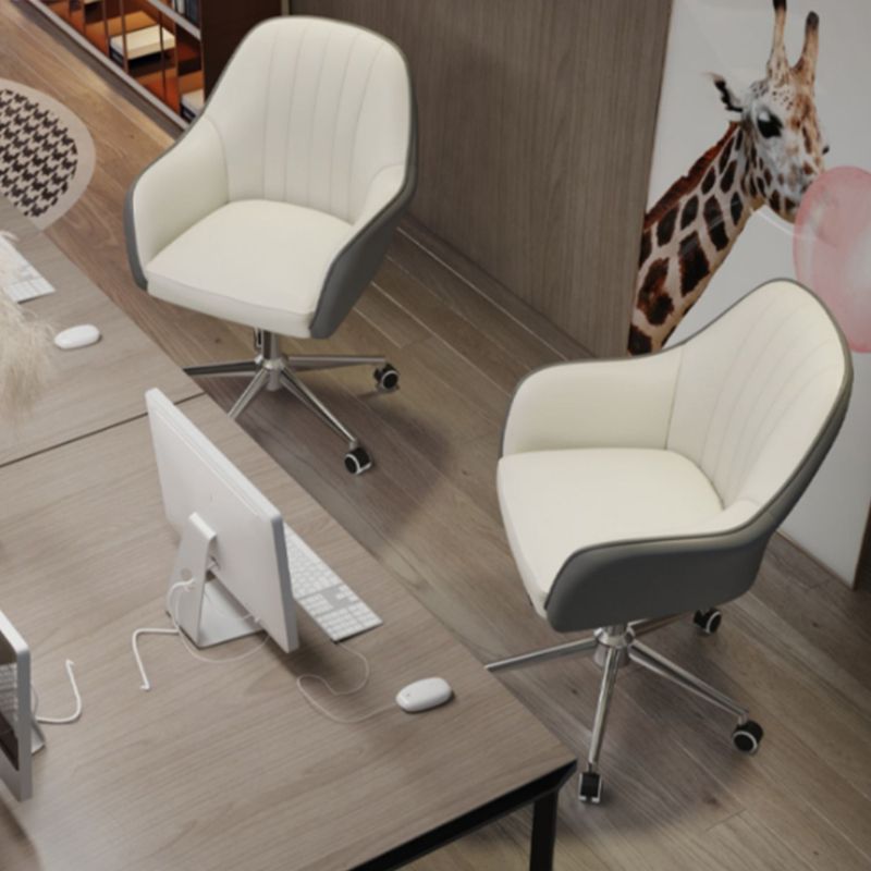 Chaise de bureau moderne chaise de hauteur de siège réglable en cuir sans bras avec roues