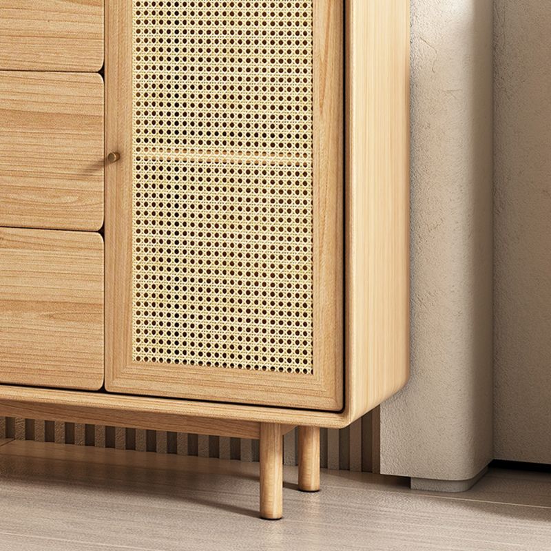 Tavolo a buffet in legno massiccio marrone contemporaneo con 3 cassetti