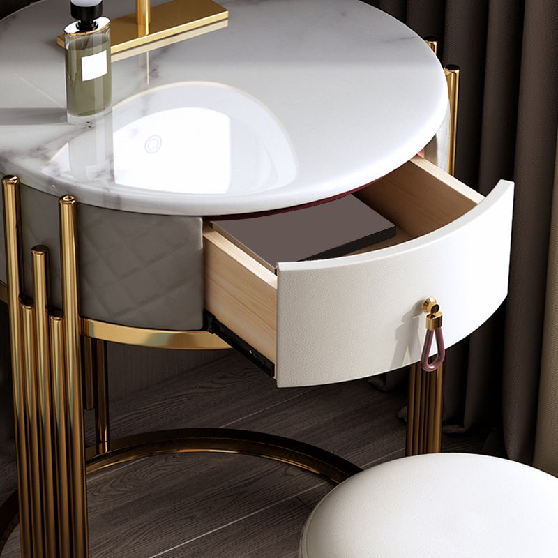 Luxurious Metal Vanity Table in Gold/Silver Stone Top Makeup Desk