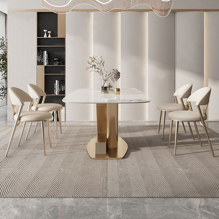 Juego de comedor con tapa de piedra sinterizada nórdica, juego de mesa de comedor Rectangular de 1/4/5/7/9 piezas