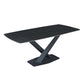 Stone Top Dining Table Modern Rectangle Table with Metal Base in Black Clearhalo 'Dining Tables & Seating' 'Dining Tables' 'dining_table' 'furn' 'furn_dining_table' 'Furniture' 'furniture_dining_table' 'Kitchen & Dining Furniture' 1200x1200_543e99e8-e391-47e9-95cb-a1303e258044