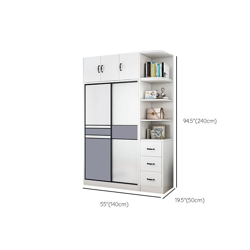 Freestanding Wood Frame Wardrobe Armoire Sliding Soft Close Doors Wardrobe Clearhalo 'Armoires & Wardrobes' 'armoires_wardrobes' 'Bedroom Furniture' 'furn' 'furn_armoires_wardrobes' 'Furniture' 1200x1200_543f3119-8a38-4676-967b-59cfd8e9593e