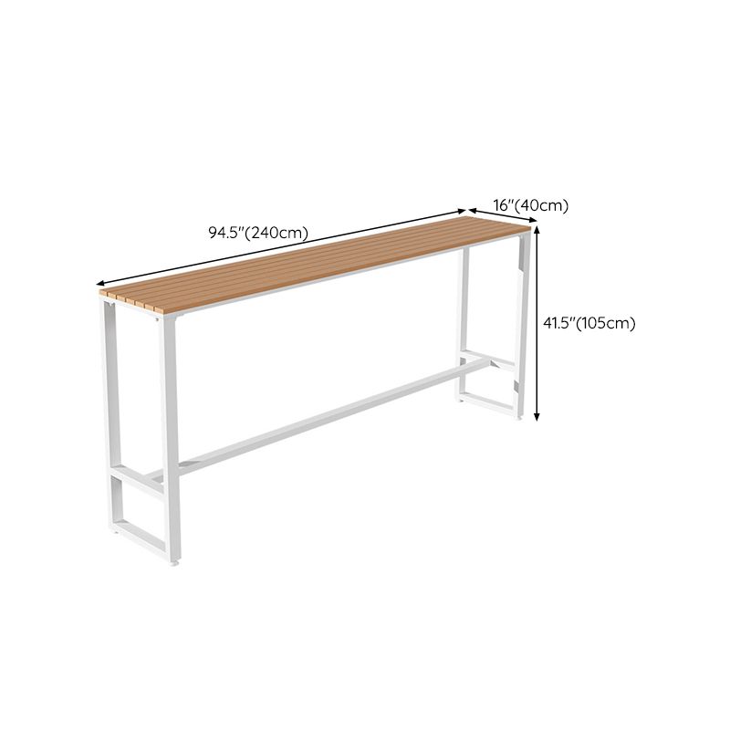 Table industrielle à hauteur de bar avec table rectangulaire à base blanche pour patio