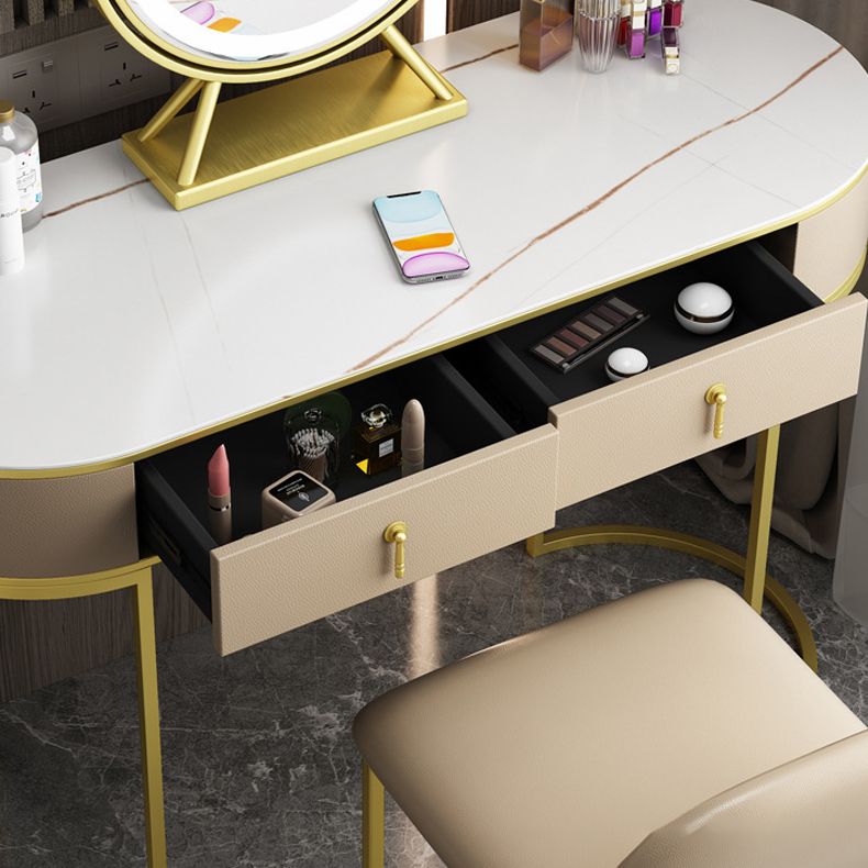 Glam 29.52 " H Slate Top Vanity Stool with Drawers Dressing Table Clearhalo 'Bedroom Furniture' 'furn' 'furn_makeup_vanities' 'Furniture' 'Makeup Vanities' 'makeup_vanities' 1200x1200_54407aee-4eef-4f18-b879-8f7ff134a661