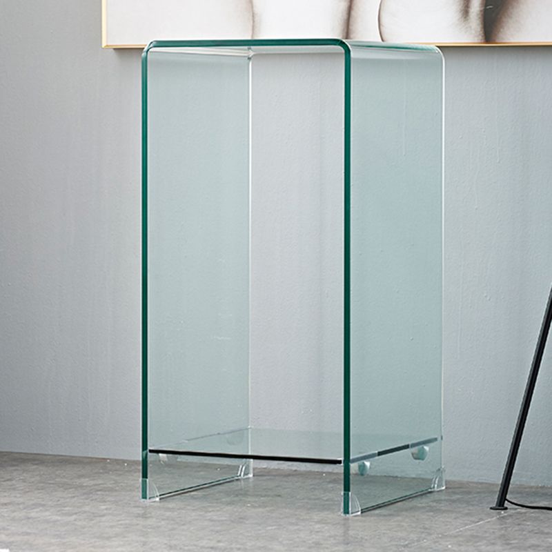 Mesa de trineo de la mesa cuadrada de vidrio contemporánea con estante