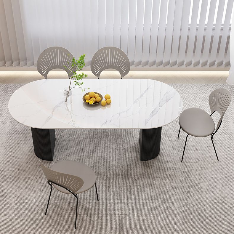 Stone Top Dining Table Contemporary Oval Table with Sled Base Clearhalo 'Dining Tables & Seating' 'Dining Tables' 'dining_table' 'furn' 'furn_dining_table' 'Furniture' 'Kitchen & Dining Furniture' 1200x1200_54464776-702c-44c6-8f48-8db36625f74b