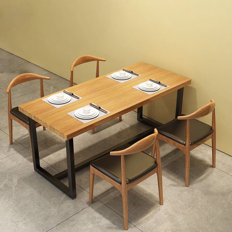Black Metal Trestle Counter Table Industrial Rectangle Solid Wood Top Table Clearhalo 'Dining Tables & Seating' 'Dining Tables' 'dining_table' 'furn' 'furn_dining_table' 'Furniture' 'Kitchen & Dining Furniture' 1200x1200_5448ad10-cfd5-45b0-b666-a8d2ce18797c