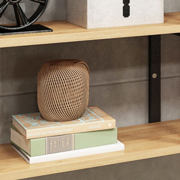 Metal and Wooden Shelf Bookcase Modern Wall Mounted Natural Bookshelf for Study Room