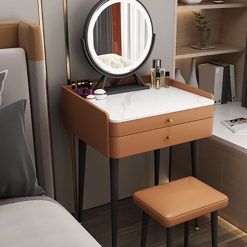 Table de vanité en pierre avec 2 tiroirs de rangement 17,32 "de large table de maquillage de large