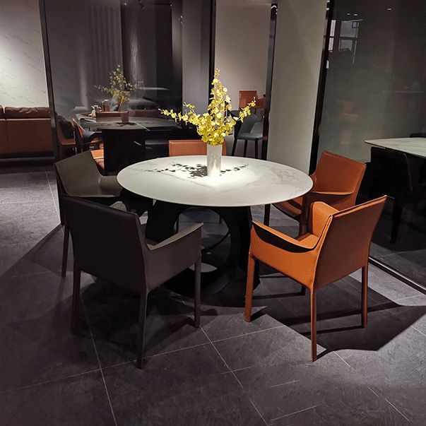 Designer Style Home Saddle Leather Arm Chair Matte Finish Solid Back Single Dining Chair Clearhalo ' kitchen&dining_furn' 'Dining Chairs' 'Dining Tables & Seating' 'dining_chair' 'furn' 'furn_dining_chair' 'Furniture' 'furniture_dining_chair' 'Kitchen & Dining Furniture' 'kitchen' 1200x1200_544c7889-518a-48f4-b09e-83bc827b213d