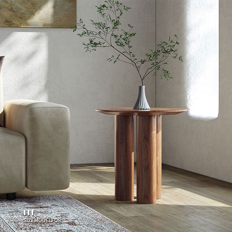 Rustic Side End Snack Table Brown Living Room Round 3 Legs Corner Table