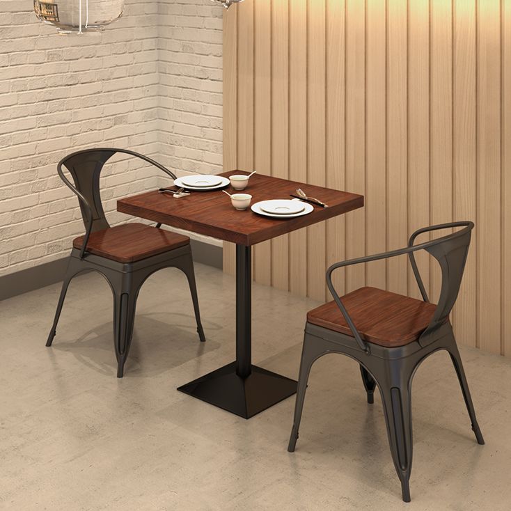 Mesa de comedor de madera sólida mesa de comedor cuadrado de estilo industrial con base de pedestal