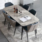 Industrial Rectangle Dining Table Gray Stone Top Dinette Table with Metal Legs Clearhalo 'Dining Tables & Seating' 'Dining Tables' 'dining_table' 'furn' 'furn_dining_table' 'Furniture' 'Kitchen & Dining Furniture' 1200x1200_5450de43-579e-412e-bb7a-dab0516fdb86