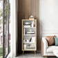 Glam Engineered Wood Bookcase Standard Closed Back Bookshelf with Cabinets