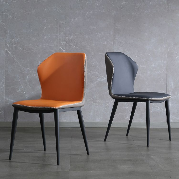 Modern Dining Room Side Chairs Matte Finish Leather Curved Parsons Armless Chair Clearhalo ' kitchen&dining_furn' 'Dining Chairs' 'Dining Tables & Seating' 'dining_chair' 'furn' 'furn_dining_chair' 'Furniture' 'furniture_dining_chair' 'Kitchen & Dining Furniture' 'kitchen' 1200x1200_54548f3c-0217-4aad-8de8-2c7679d46722