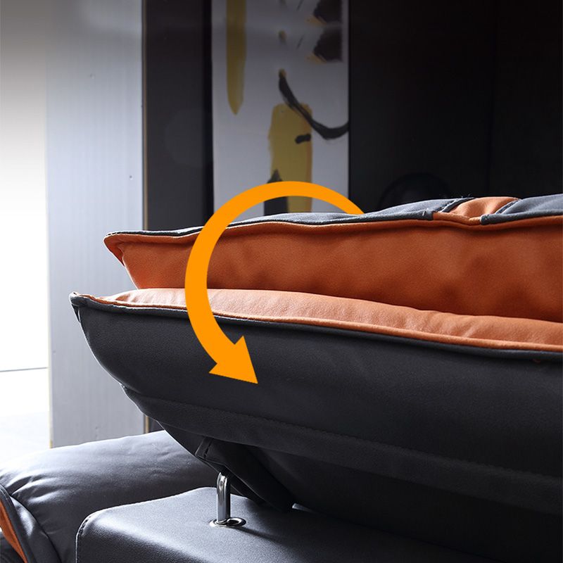 Pillow Top Arm Sectionals 26.22"High Faux Leather Cushion Back Sofa, Black Clearhalo 'furn' 'furn_sectionals' 'Furniture' 'furniture_sectionals' 'Living Room Furniture' 'Sectionals' 1200x1200_5454cdb9-a2ff-487d-801f-99c4817bb974