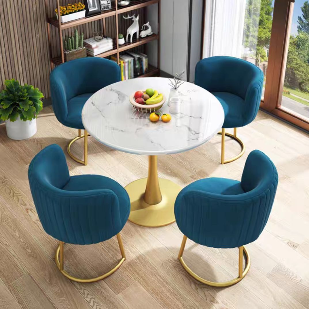 31.5-inch Metal Traditional Luxury Dining Table Round Indoor Table with Tulip Clearhalo ' dining_table' 'Dining Tables & Seating' 'Dining Tables' 'furn' 'furn_dining_table' 'Furniture' 'furniture_dining_table' 'Kitchen & Dining Furniture' 'kitchen&dining_furn' 'kitchen' 'kitchen_dining_table' 1200x1200_545542b5-213d-4c0e-ba43-3da219c52ef0