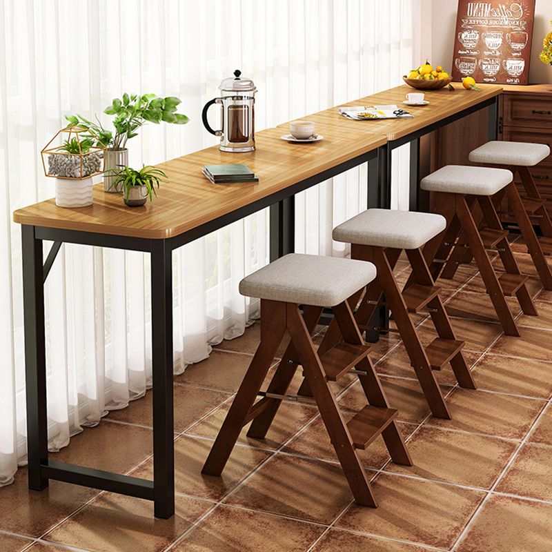 Contemporary Pub Table with Metal Frame Matte Finish Faux Wood Top Bar Table Clearhalo 'Bar Furniture' 'Bar Tables' 'bar_tables' 'furn' 'furn_bar_tables' 'Furniture' 'Kitchen & Dining Furniture' 1200x1200_54556435-7076-4095-b2ea-3e46cb3fe600
