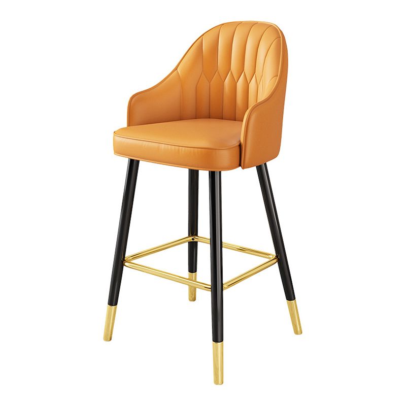 Leather Seat Barstool Nordic Style Iron Pedestal Bar Stool for Dining Room Clearhalo 'Bar Furniture' 'Bar Stools' 'bar_stools' 'furn' 'furn_bar_stools' 'Furniture' 'Kitchen & Dining Furniture' 1200x1200_5458d0bd-0346-4580-88ab-889a96c4383b