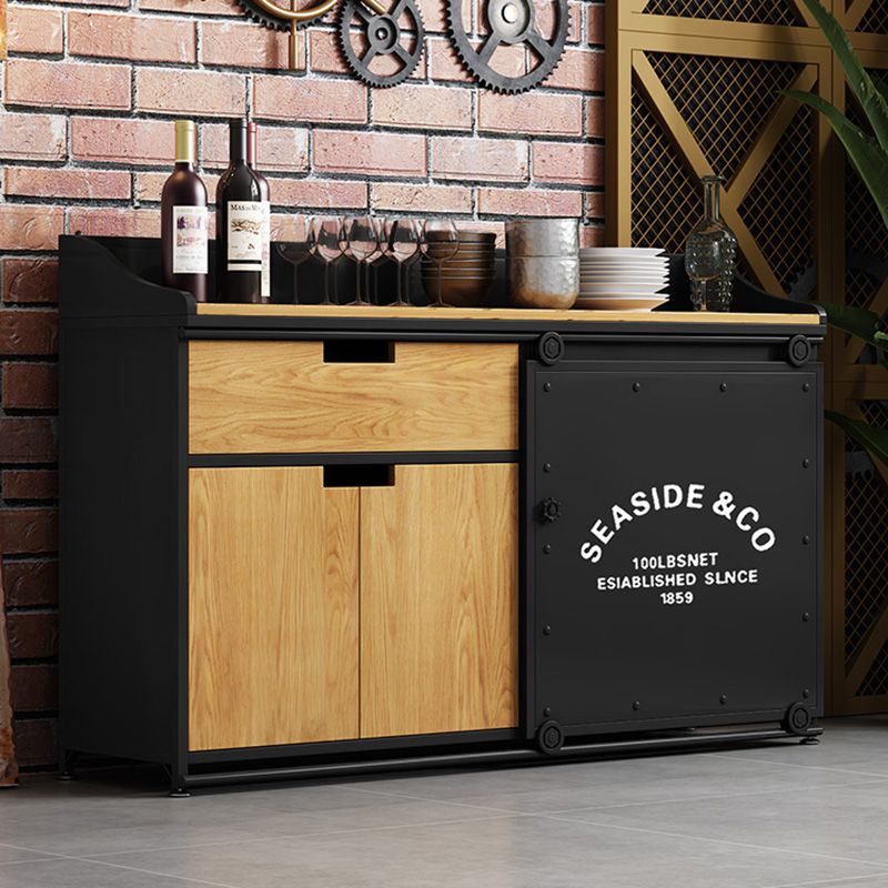 Modern Style Side Board Metal Sideboard with Sliding Door for Kitchen Clearhalo 'buffet_sideboard' 'Buffets & Sideboards' 'furn' 'furn_buffet_sideboard' 'Furniture' 'Kitchen & Dining Furniture' 1200x1200_54591749-58ad-4f3a-90f1-502931d5988f