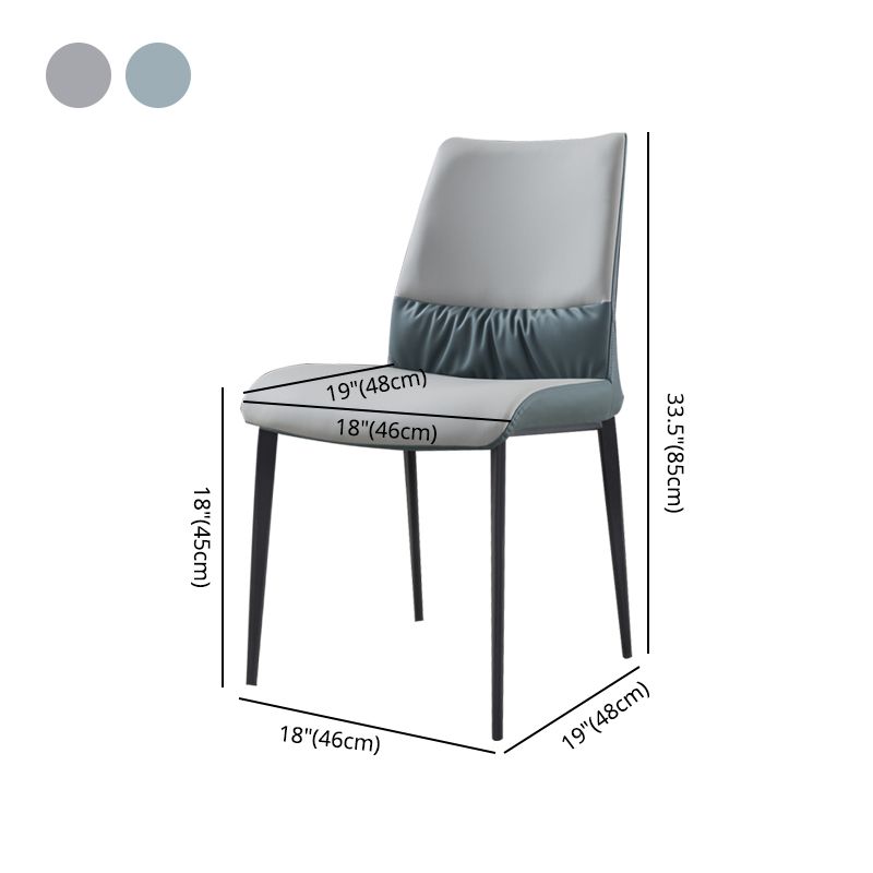 Industrial Metal Dining Room Chairs Armless Faux Leather Chair for Home Use (Set of 2) Clearhalo ' kitchen&dining_furn' 'Dining Chairs' 'Dining Tables & Seating' 'dining_chair' 'furn' 'furn_dining_chair' 'Furniture' 'furniture_dining_chair' 'Kitchen & Dining Furniture' 'kitchen' 1200x1200_545befa5-bca2-41f0-8584-9c2f359c65aa