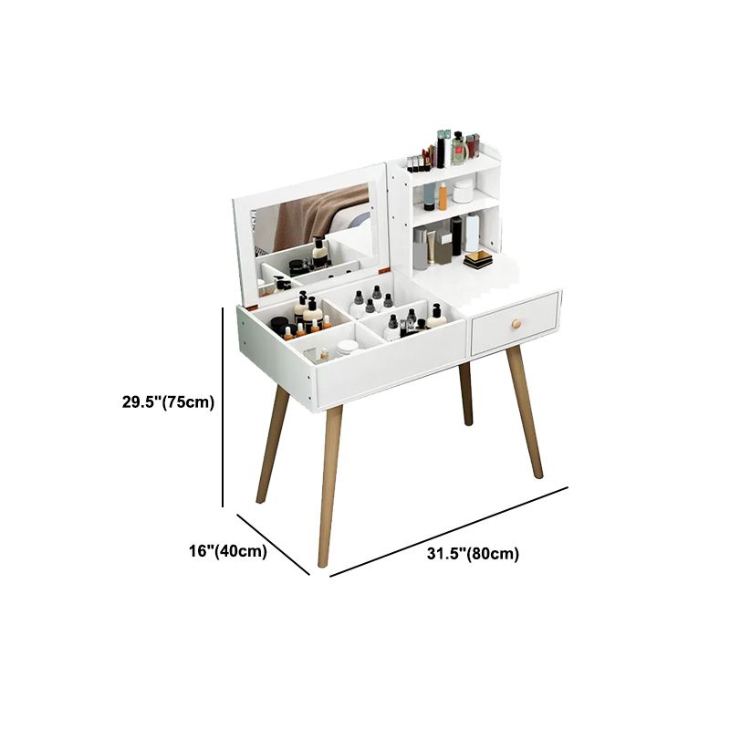 Modern Wood Flip-top Vanity Set 29.53" H Vanity Desk in White Clearhalo 'Bedroom Furniture' 'furn' 'furn_makeup_vanities' 'Furniture' 'Makeup Vanities' 'makeup_vanities' 1200x1200_545c4d09-930b-49c9-8b0f-852f949a726c