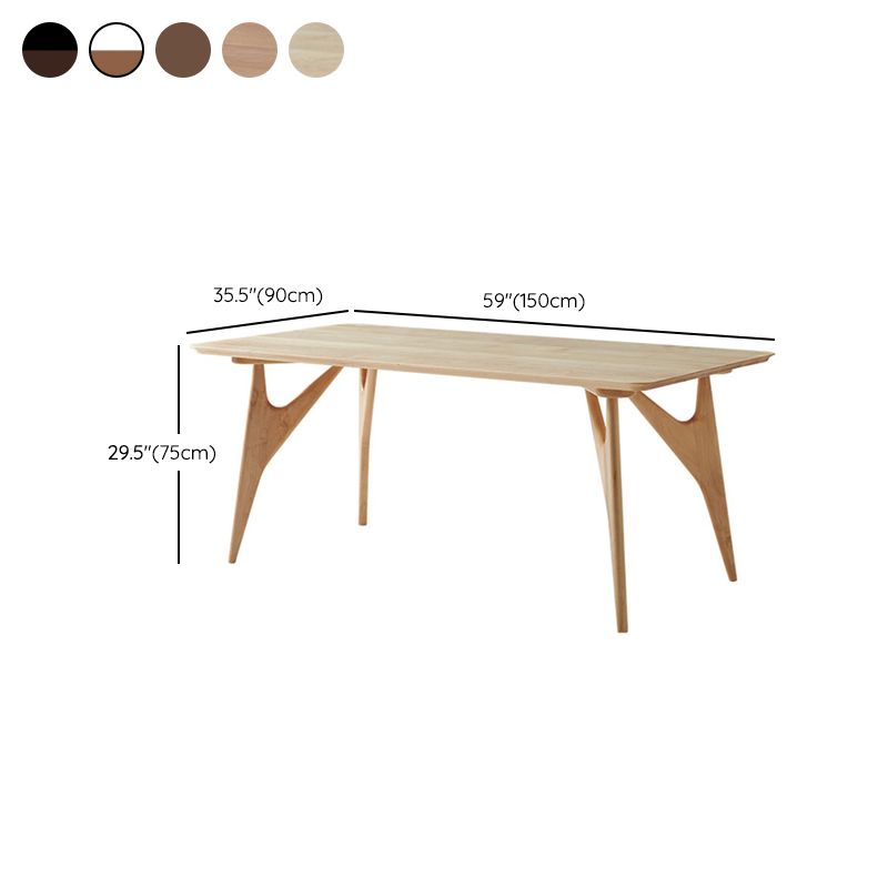 Table à manger rectangulaire avec cadre en bois massif et 4 pieds